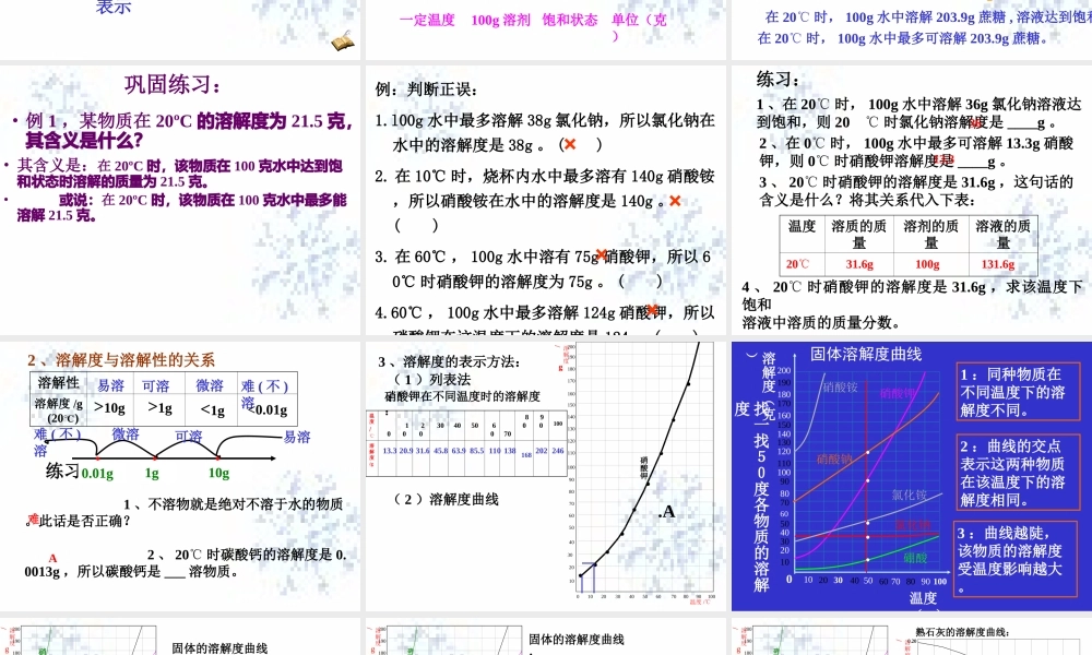 九年级化学课件 溶解度 课件