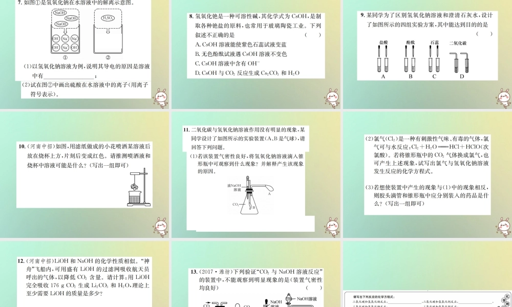 九年级化学下册 第十单元 酸和碱 课题1 常见的酸和碱 第4课时 常见的碱及其化学性质习题课件 (新版)新人教版 课件