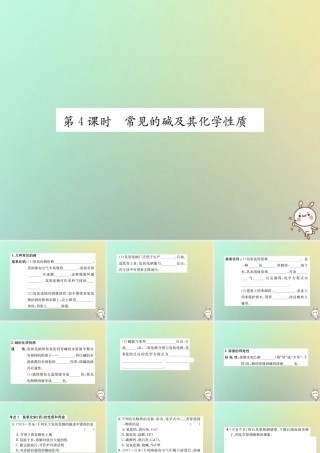 九年级化学下册 第十单元 酸和碱 课题1 常见的酸和碱 第4课时 常见的碱及其化学性质习题课件 (新版)新人教版 课件