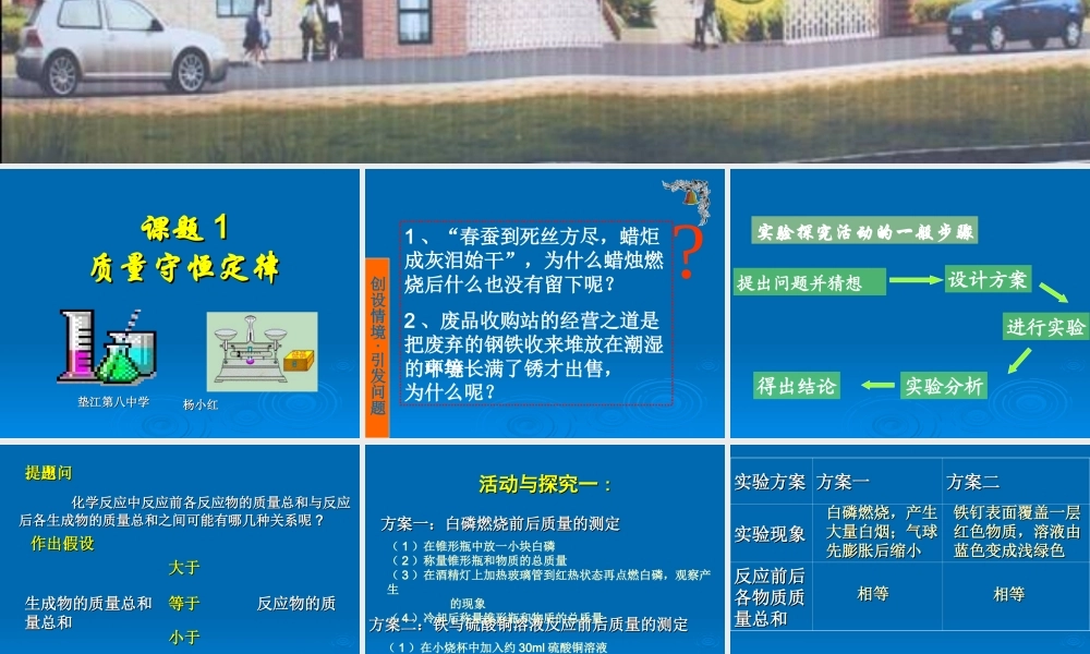 九年级化学(质量守恒定律)课件