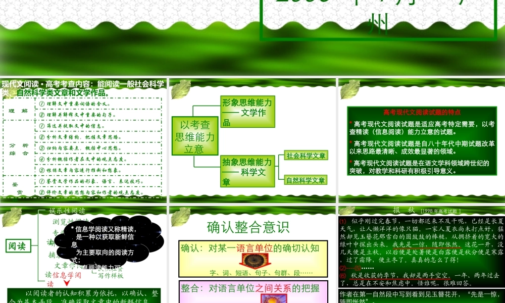 6现代文阅读A 高考语文冲刺分类复习课件全集上 新课标 人教版 高考语文冲刺分类复习课件全集上 新课标 人教版