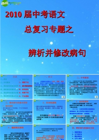中考英语专项复习 (病句的辩析与修改)课件
