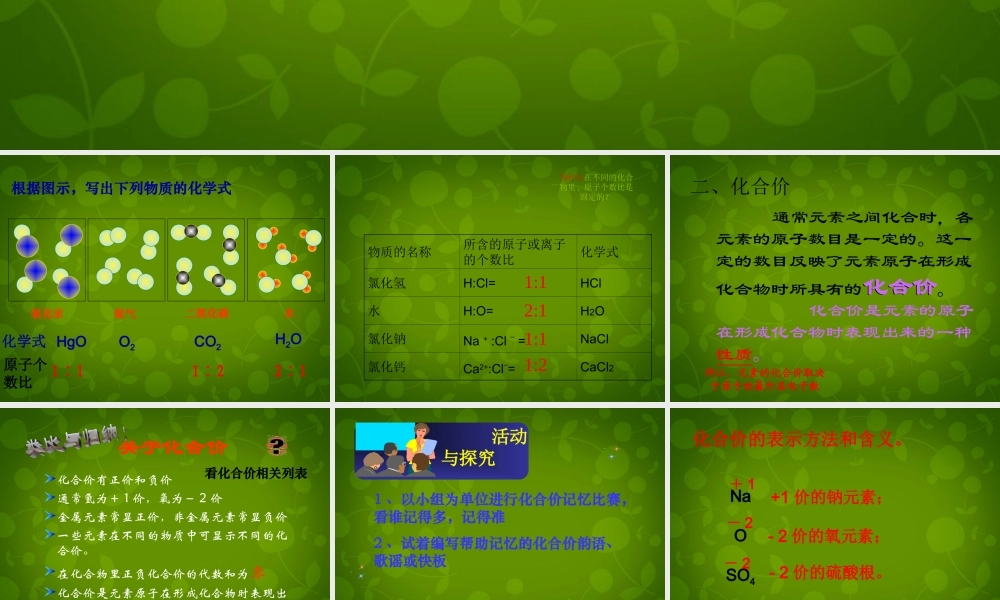 九年级化学上册 44 化合式与化学价课件 (新版)新人教版 课件