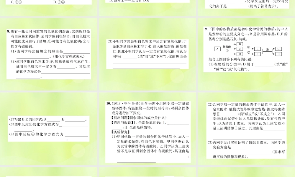 九年级化学下册 第十一单元 盐 化肥 课题1 第2课时 碳酸盐及碳酸氢盐的性质复习课件 (新版)新人教版 课件