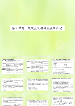 九年级化学下册 第十一单元 盐 化肥 课题1 第2课时 碳酸盐及碳酸氢盐的性质复习课件 (新版)新人教版 课件