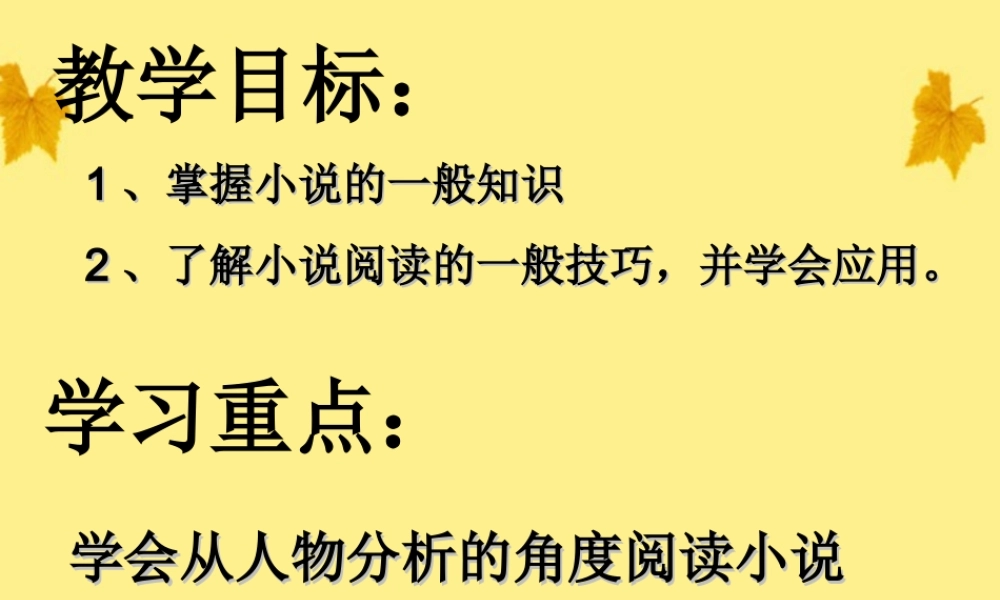 11—12年高三语文 小说阅读技巧课件