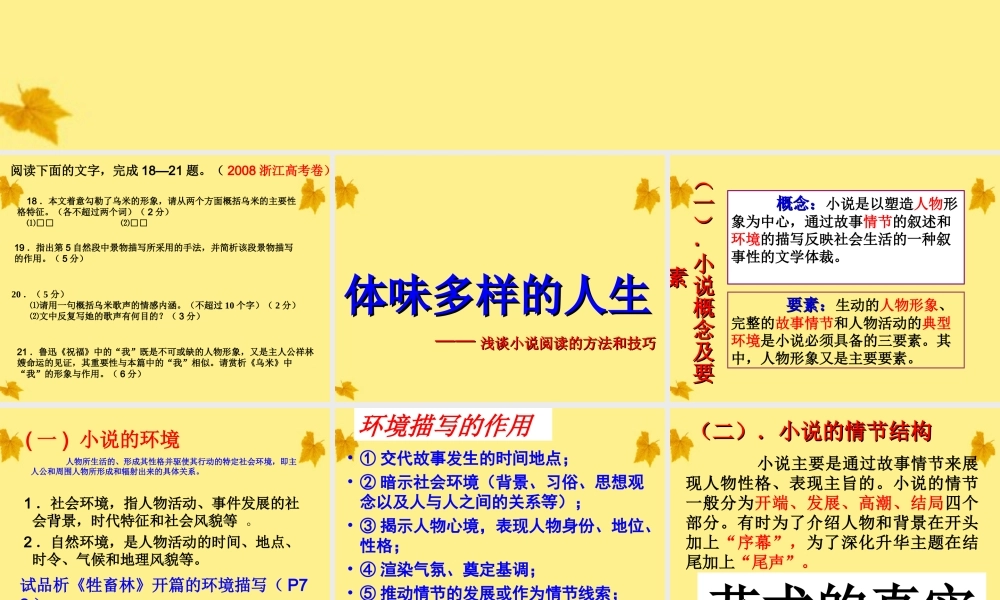 11—12年高三语文 小说阅读技巧课件