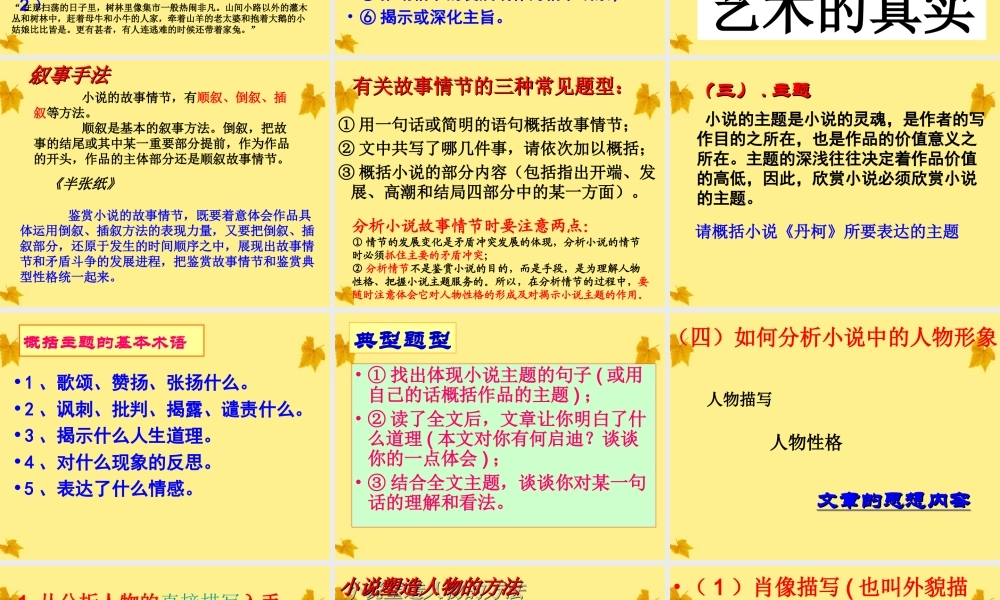 11—12年高三语文 小说阅读技巧课件