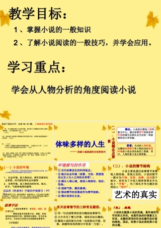 11—12年高三语文 小说阅读技巧课件