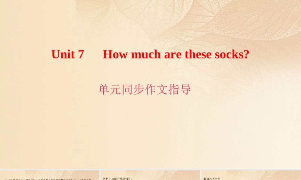 (浙江专版)七年级英语上册 Unit 7 How much are these socks同步作文指导课件 (新版)人教新目标版 课件