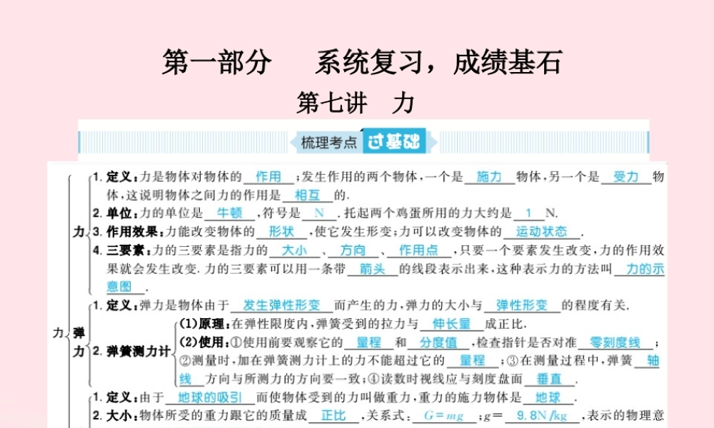 中考物理总复习 八下 第7讲 力课件