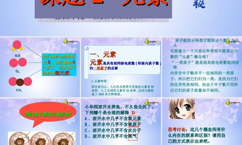 九年级化学上册 元素课件 新人教版 课件
