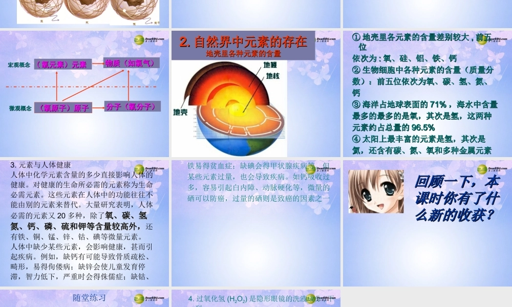 九年级化学上册 元素课件 新人教版 课件