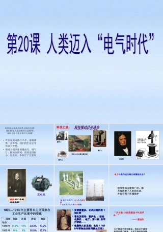 九年级历史上册 第七单元第类迈入 电气时代课件 人教新课标版 课件