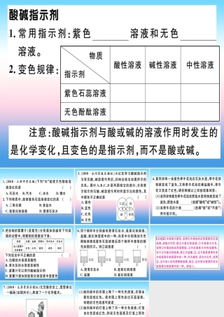 九年级化学下册 第十单元 酸和碱 课题1 第1课时 酸碱指示剂习题课件 新人教版 课件