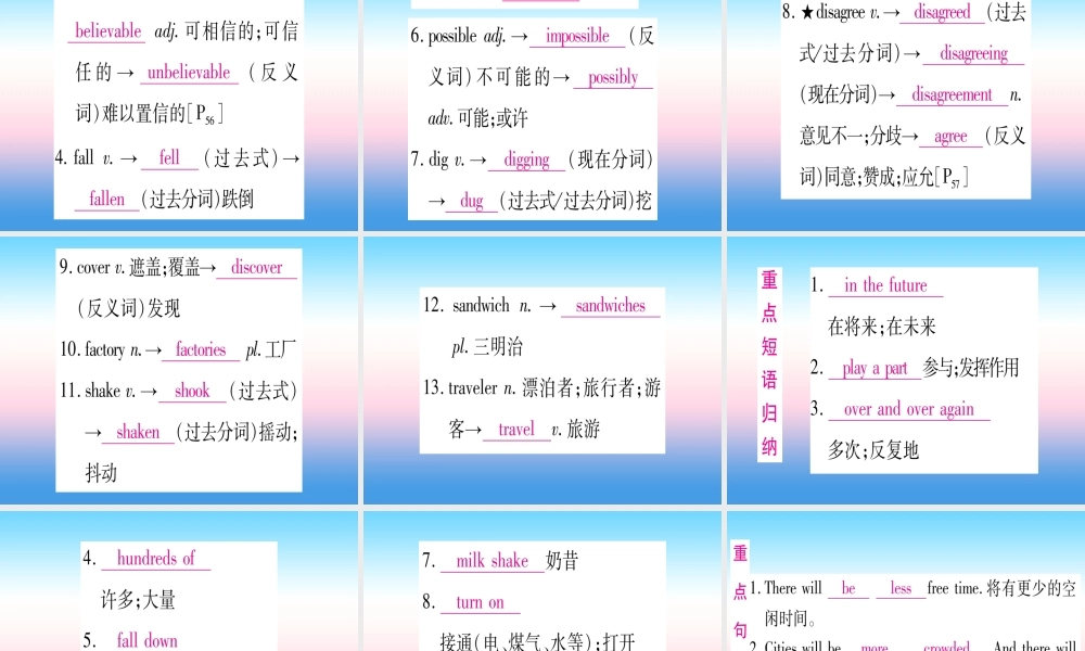 (湖北专用版)版中考英语复习 第一篇 教材系统复习 考点精讲九 八上 Units 7 8实用课件
