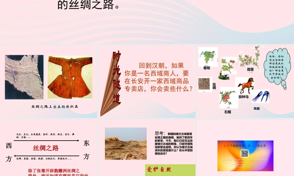 七年级历史上册 第三单元 秦汉时期：统一多民族国家的建立和巩固 14沟通中外文明的丝绸之路 丝绸之路素材 新人教版 素材