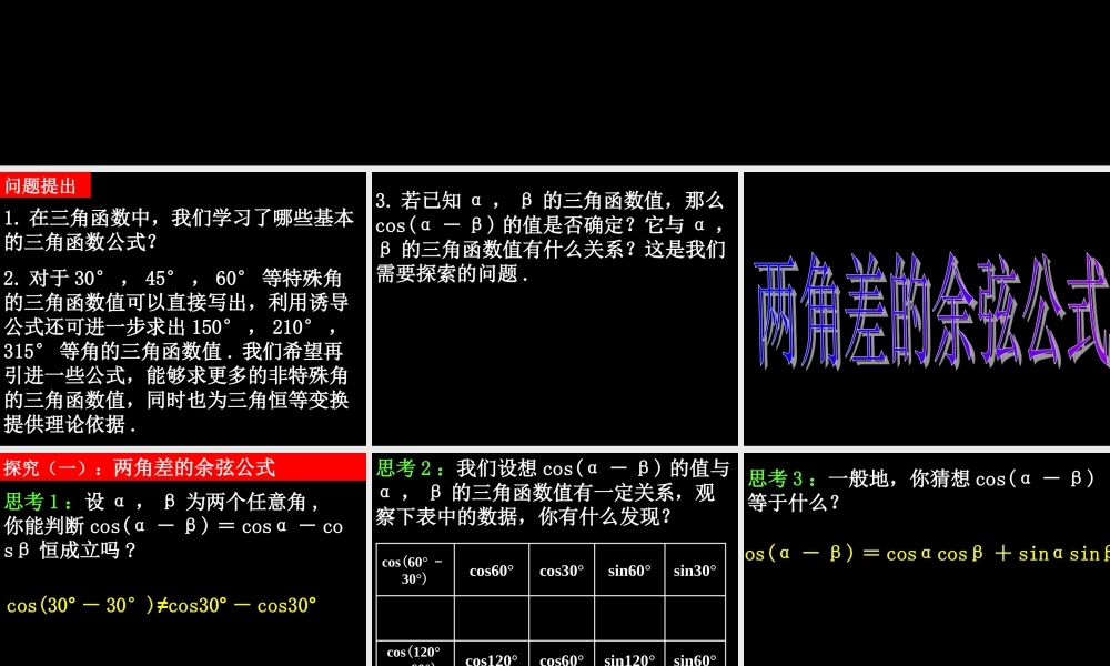 0619高一数学(311两角差的余弦公式) 高一数学全套课件 必修四