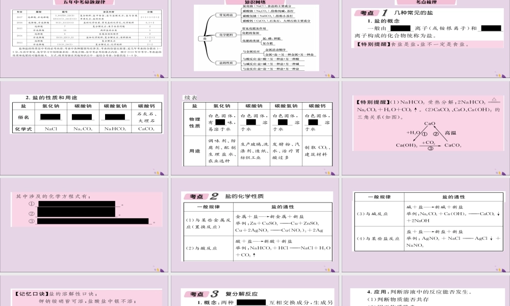 (遵义专版)中考化学总复习 第1编 教材知识梳理篇 第7章 应用广泛的酸、碱、盐 课时2 几种重要的盐(精讲)课件