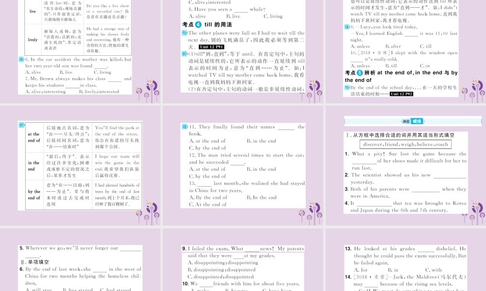 中考英语总复习 第一部分 系统复习 成绩基石 九全 第22讲 Unit 11 12课件