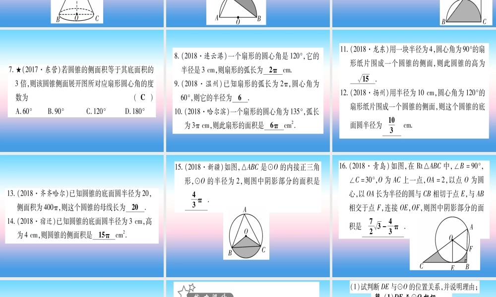 (甘肃专用)中考数学 第一轮 考点系统复习 第6章 圆 第3节 与圆有关的计算作业课件