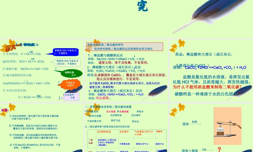 九年级化学525二氧化碳的制法课件 鲁教版 课件