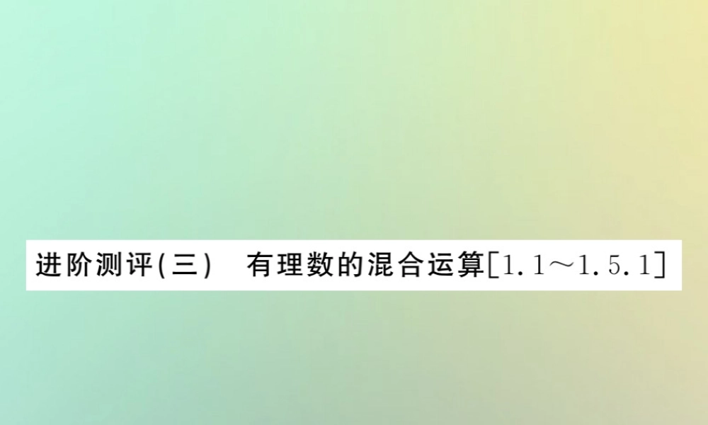 (湖北专用)秋七年级数学上册 进阶测评三 有理数的混合运算习题课件 (新版)新人教版 课件