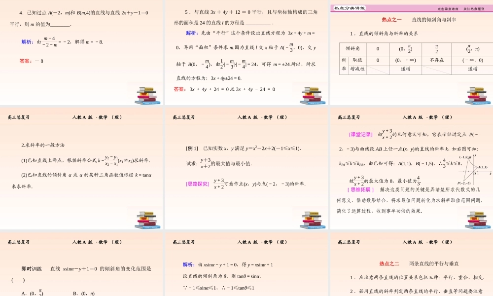 1 直线的倾斜角与斜率、直线的方程课件 (理) 新人教A版 课件