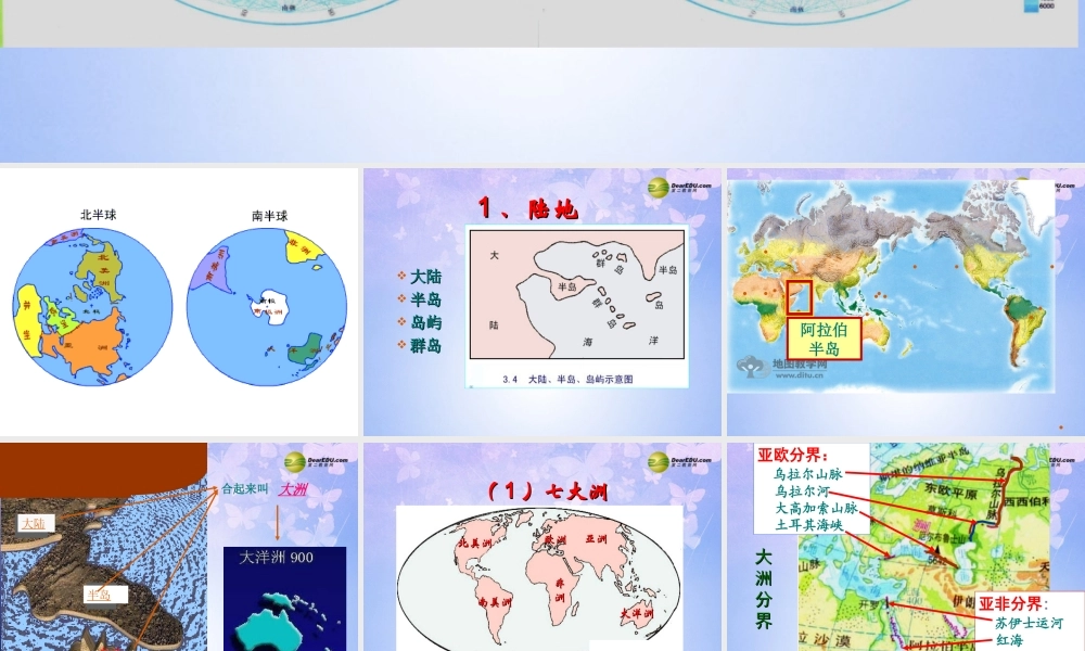 七年级地理上册 第三章 第一节 陆地和海洋课件 粤教版 课件