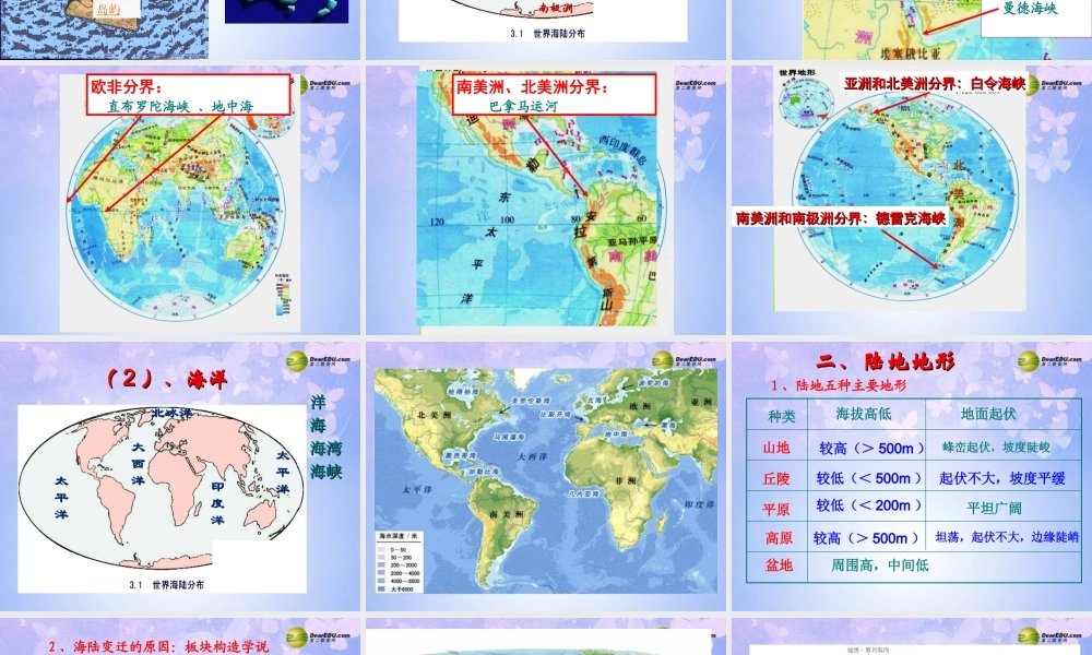 七年级地理上册 第三章 第一节 陆地和海洋课件 粤教版 课件