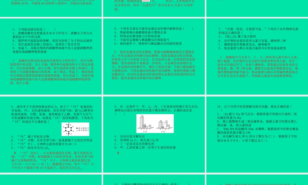 (滨州专版)中考化学总复习 第三部分 模拟检测 冲刺中考 综合检测卷(一)课件 鲁教版 课件
