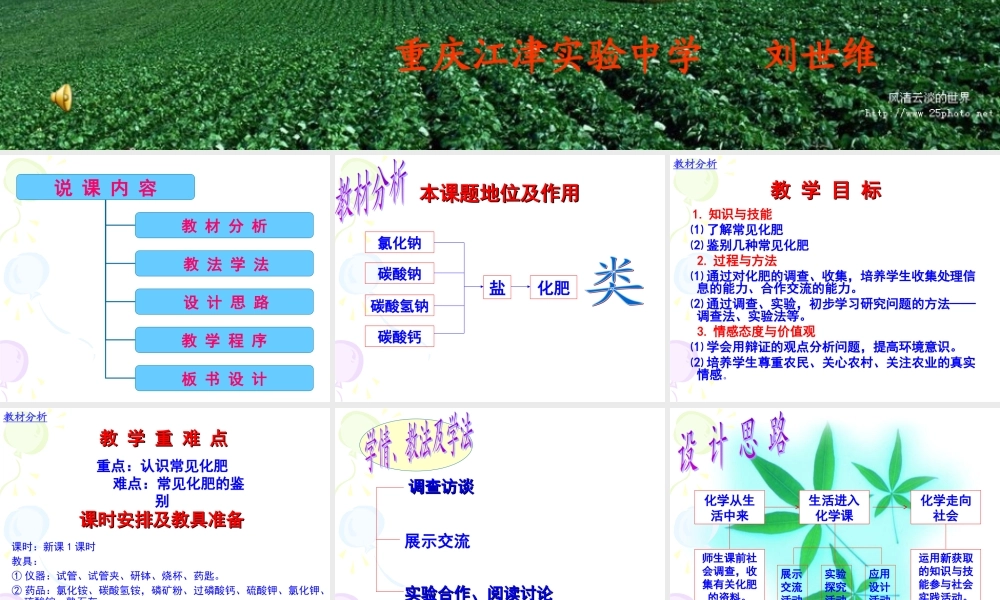 九年级化学说课 第十一单元 课题2 化学肥料 课件