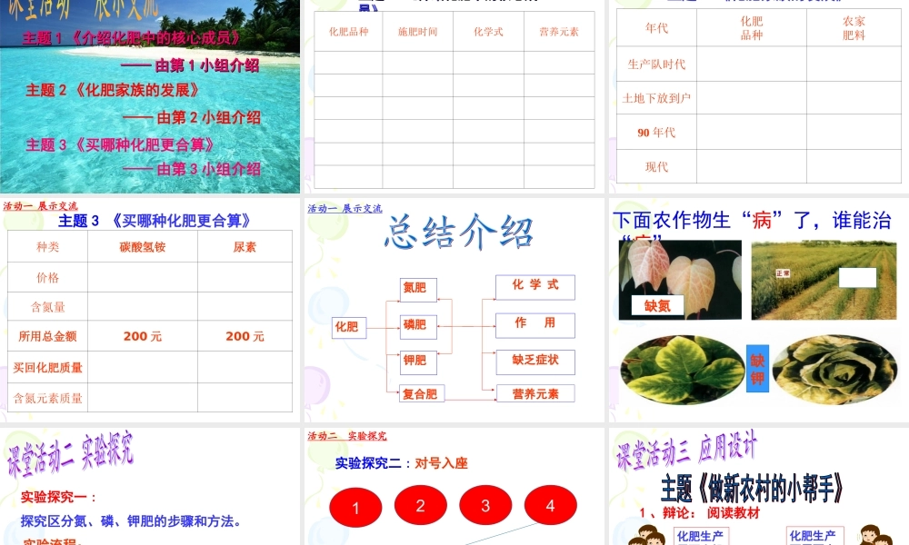 九年级化学说课 第十一单元 课题2 化学肥料 课件