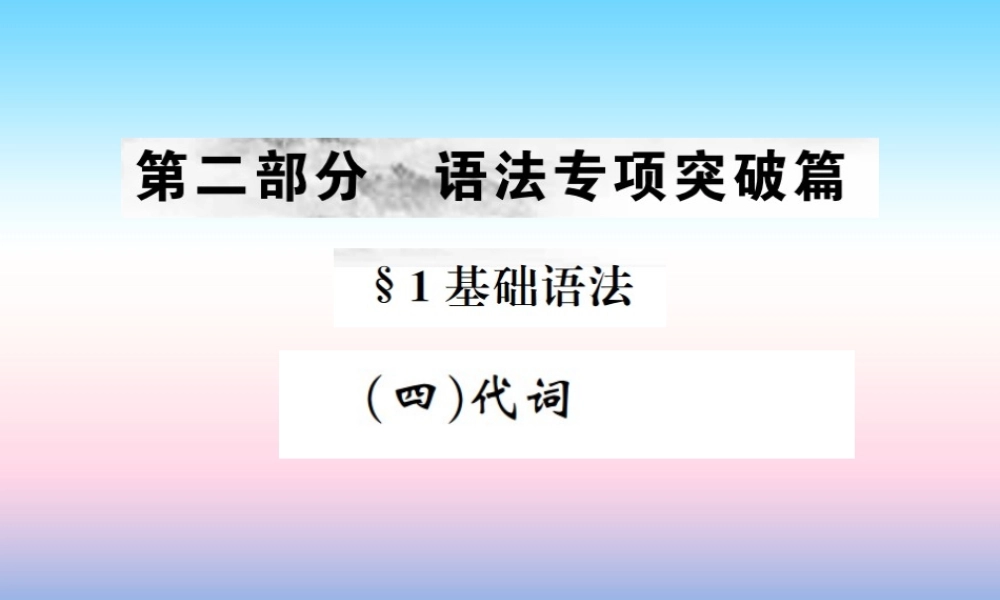 中考英语总复习 第二部分 语法专项突破篇 1基础语法(四)代词习题课件