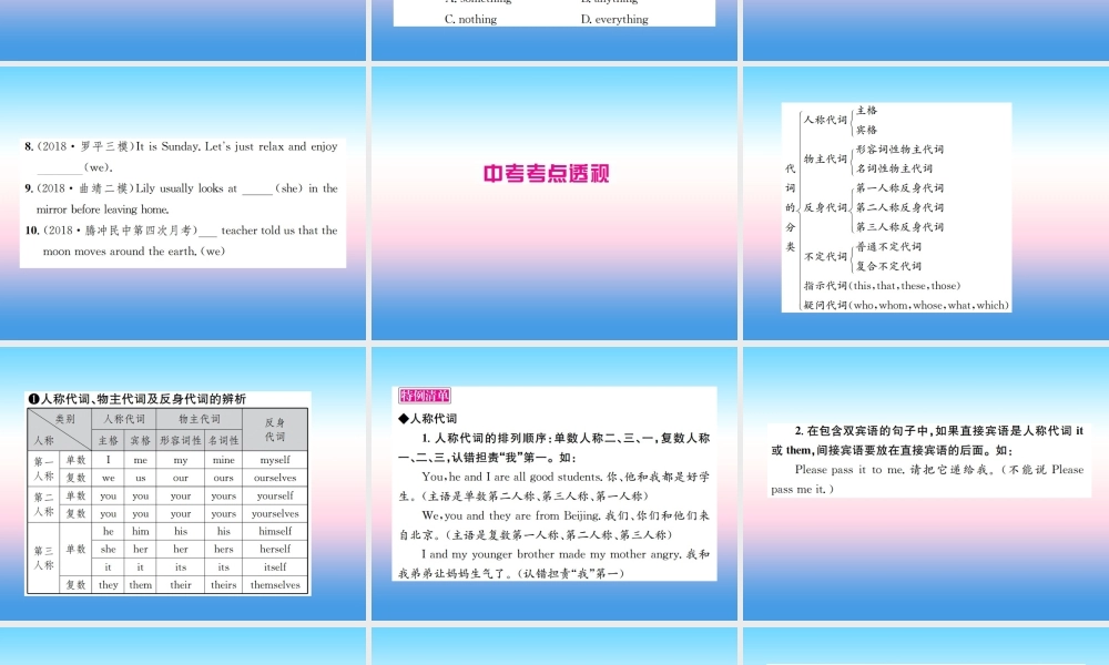 中考英语总复习 第二部分 语法专项突破篇 1基础语法(四)代词习题课件