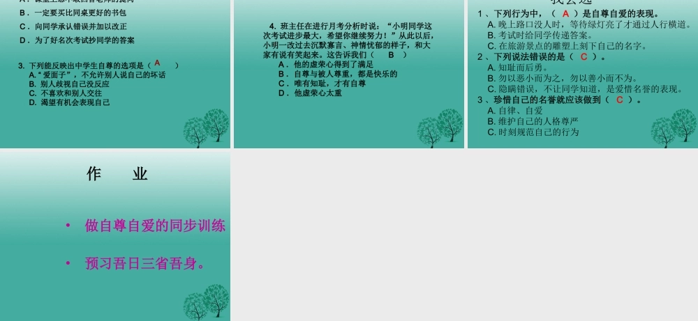 (秋季版)七年级政治上册 3.5.1 自尊自爱是我的需要课件 鲁人版六三制(道德与法治) 课件