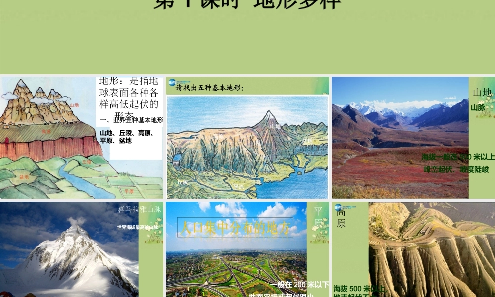 七年级历史与社会上册 第二单元 第二课 第一框 地形多样课件(2) 人教版 课件