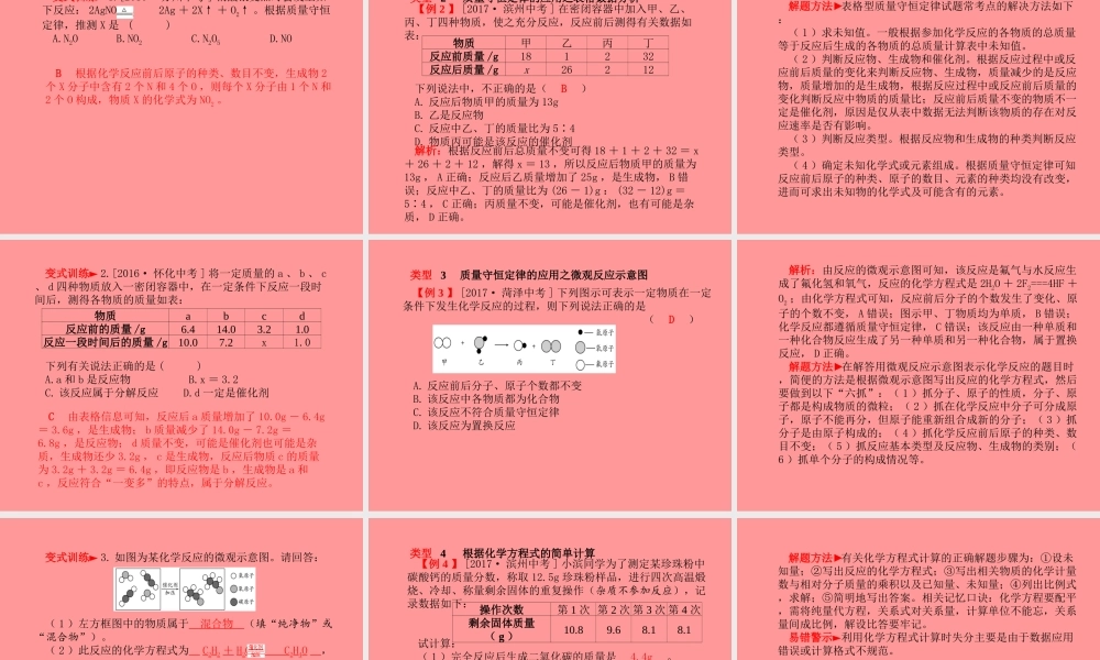 (潍坊专版)中考化学总复习 第一部分 系统复习 成绩基石 第五单元 化学方程式课件 新人教版 课件