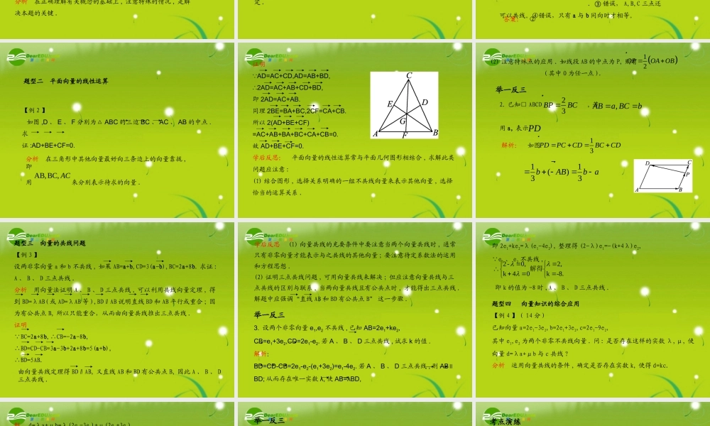 (学案与测评)高考数学总复习 第六单元第一节 平面向量的概念及其线性运算精品课件 苏教版 课件-2