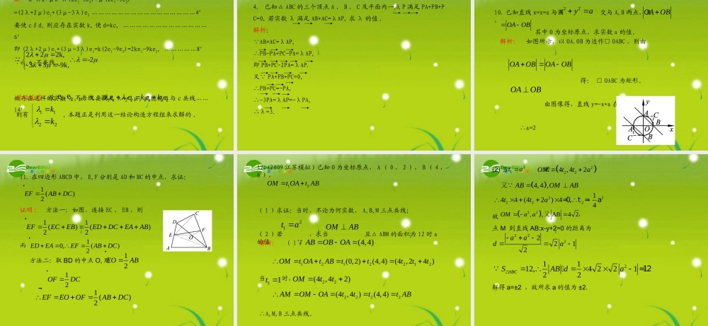 (学案与测评)高考数学总复习 第六单元第一节 平面向量的概念及其线性运算精品课件 苏教版 课件-2