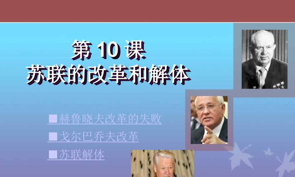 九年级历史上册 苏联的改革和解体课件 人教新课标版 课件
