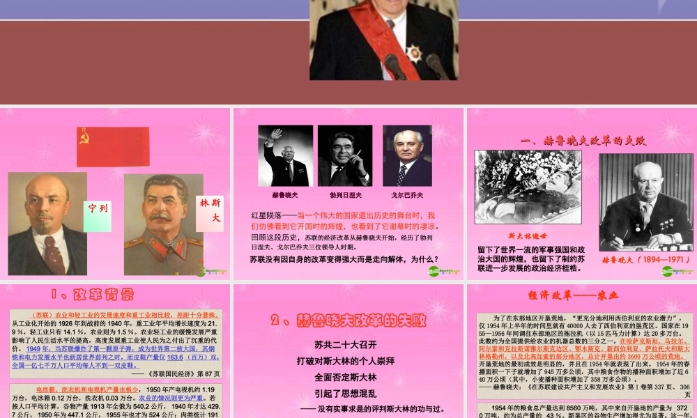 九年级历史上册 苏联的改革和解体课件 人教新课标版 课件
