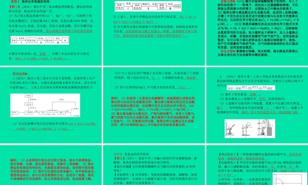(滨州专版)中考化学总复习 第一部分 系统复习 成绩基石 第八单元 海水中的化学 第1课时 海洋资源的综合利用课件 鲁教版 课件