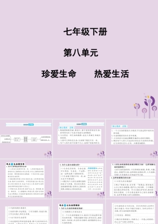 中考道德与法治总复习 七下 第八单元 珍爱生命 热爱生活课件