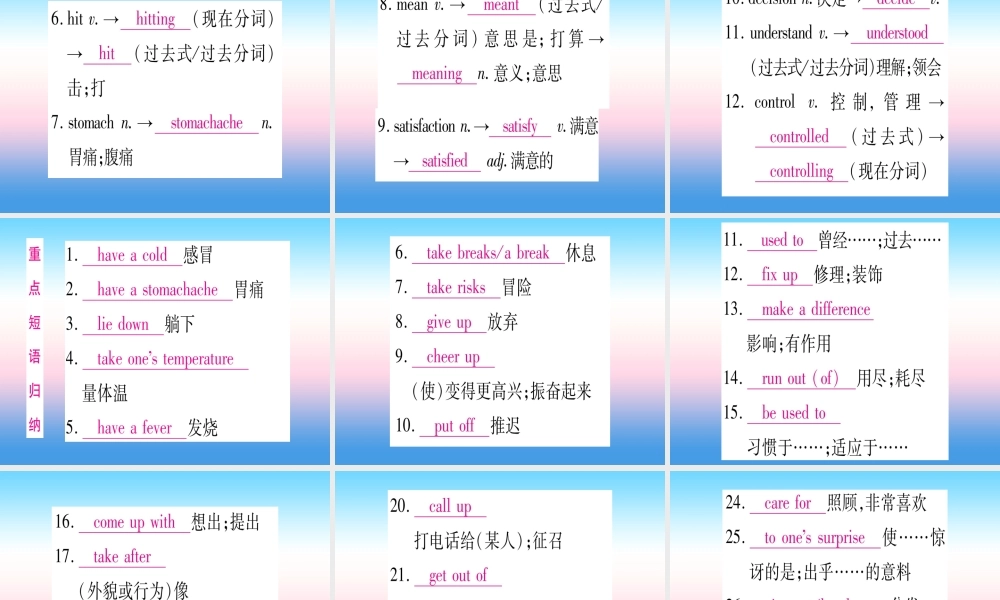 (湖北专用版)版中考英语复习 第一篇 教材系统复习 考点精讲十一 八下 Units 1 2实用课件