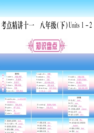 (湖北专用版)版中考英语复习 第一篇 教材系统复习 考点精讲十一 八下 Units 1 2实用课件