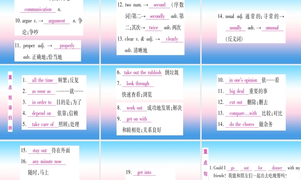 (湖北专用版)版中考英语复习 第一篇 教材系统复习 考点精讲十二 八下 Units 3 4实用课件