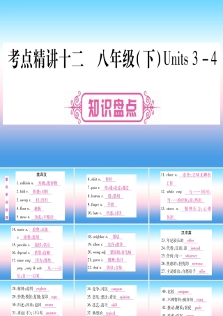 (湖北专用版)版中考英语复习 第一篇 教材系统复习 考点精讲十二 八下 Units 3 4实用课件