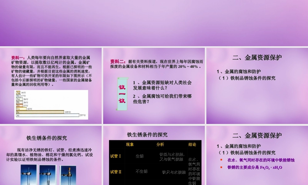 九年级化学下册 83 金属资源的利用和保护课件2 (新版)新人教版 课件