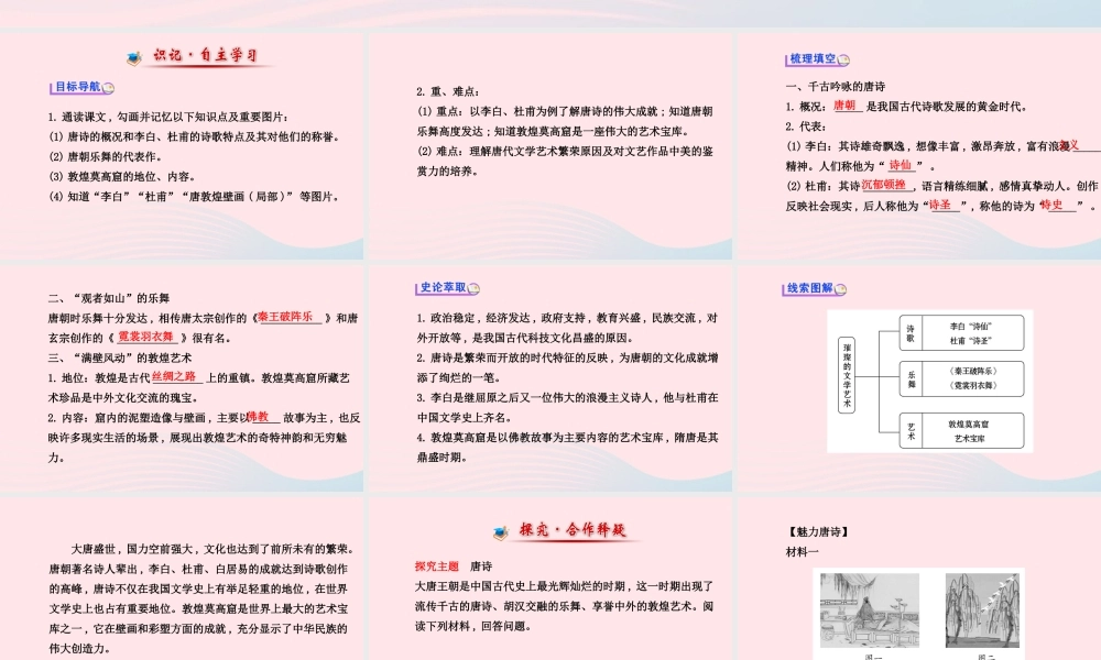 七年级历史下册 第一单元繁荣与开放的社会 第8课 璀璨的文学艺术课件 北师大版 课件